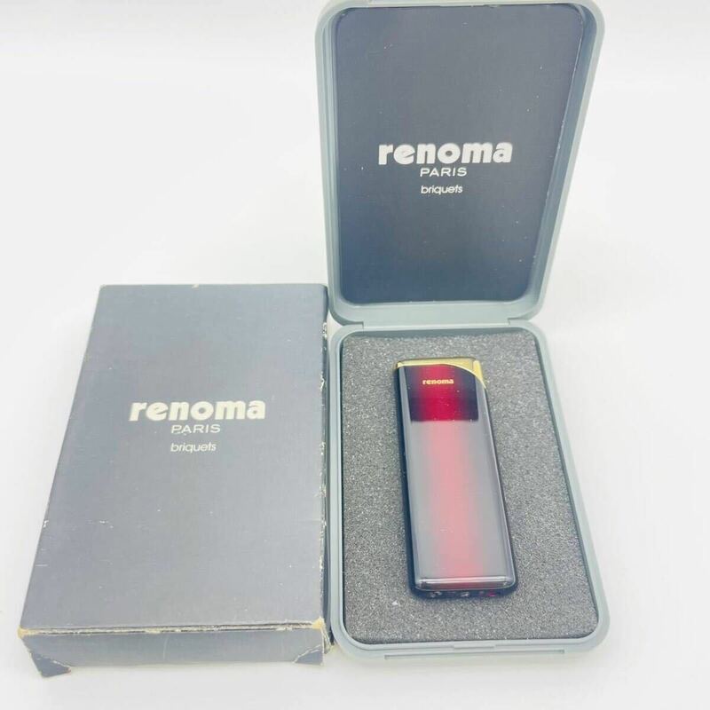 【1円スタート】renoma/レノマ 電子ガスライター 着火確認済み イタリア製 チェリーブラックカラー MG158