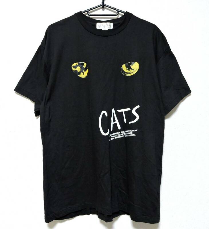 80s 90s CATS キャッツ ビンテージ Tシャツ シングルステッチ　Mサイズ　黒　劇団四季 当時物 