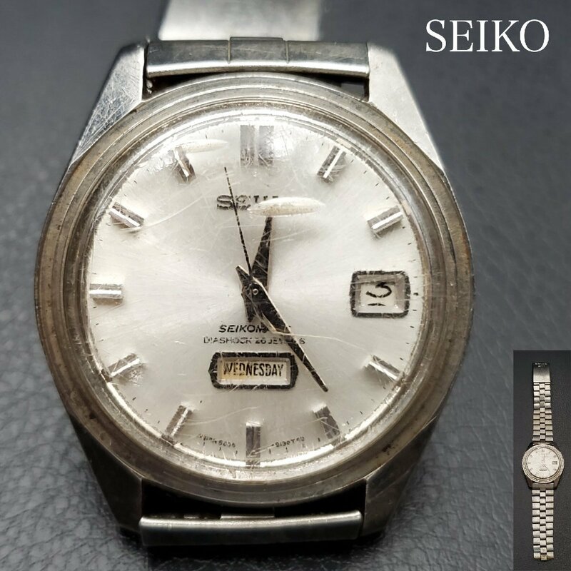 【宝蔵】SEIKO Seikomatic セイコーマチック DIASHOCK 6206-8130 イルカ刻印 腕時計 26石 デイデイト 動作未確認 ジャンク 現状品