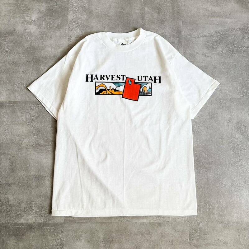 デッドストック NOS 90s HARVEST UTAH USA製 ホワイト 白 スーベニア プリント Tシャツ tee / 古着 ビンテージ ヴィンテージ 00s ①