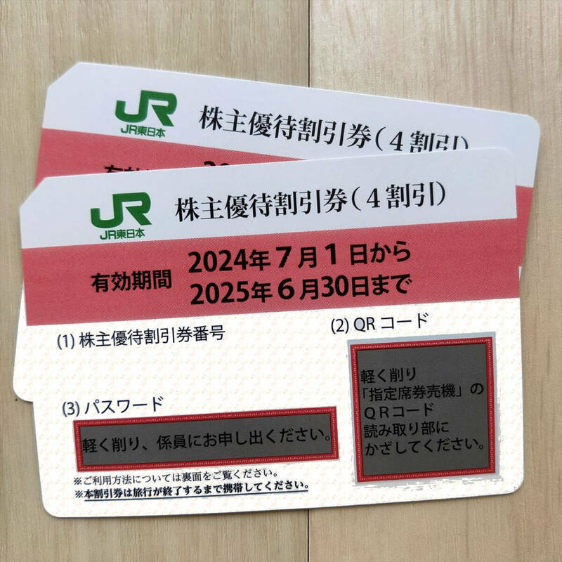 [2枚]JR東日本 株主優待券 2025年6月30日迄