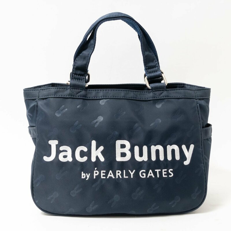 【1円スタート】良品 Jack Bunny!! by PEARLY GATES ジャックバニー カートバッグ ハンドバッグ ラウンドバッグ ゴルフ ネイビー 合成繊維