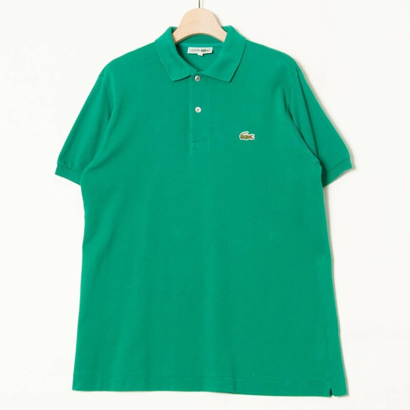 メール便◯ CHEMISE LACOSTE サイズ4 半袖 プルオーバー ポロシャツ ワンポイントロゴ 緑/グリーン メンズ 春夏 トップス カジュアル