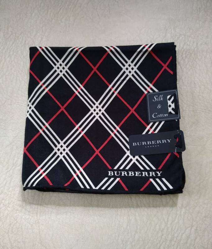 BURBERRY★バーバリー ブラックレーベルチェック シルク＆コットン 大判 ハンカチ バンダナ★57×57cm