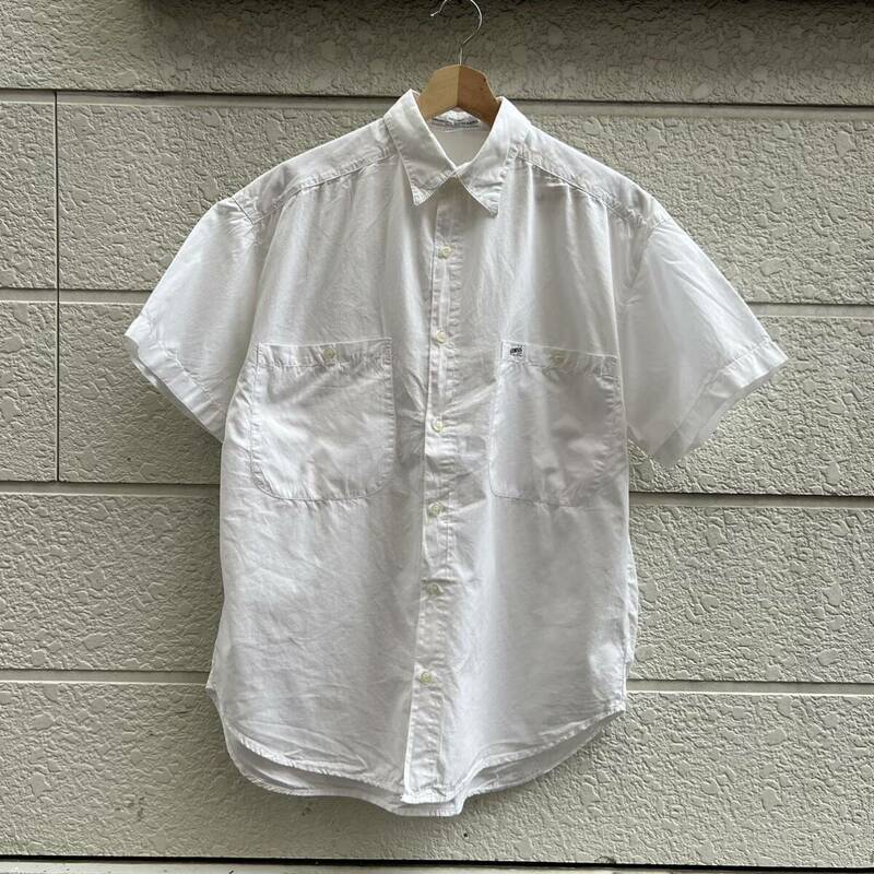 80s 90s USA製 ゲス 半袖シャツ 白シャツ GUESS BY GEORGES MARCIANO アメリカ製 古着 vintage ヴィンテージ 無地 2 メンズ 無地