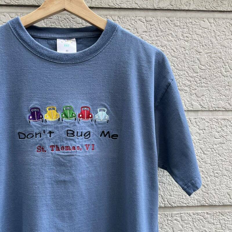 USED ユーロ古着 半袖Tシャツ 刺繍 自動車 デザインTシャツ ブルーグレー CNM TEE euro vintage ヴィンテージ Mサイズ