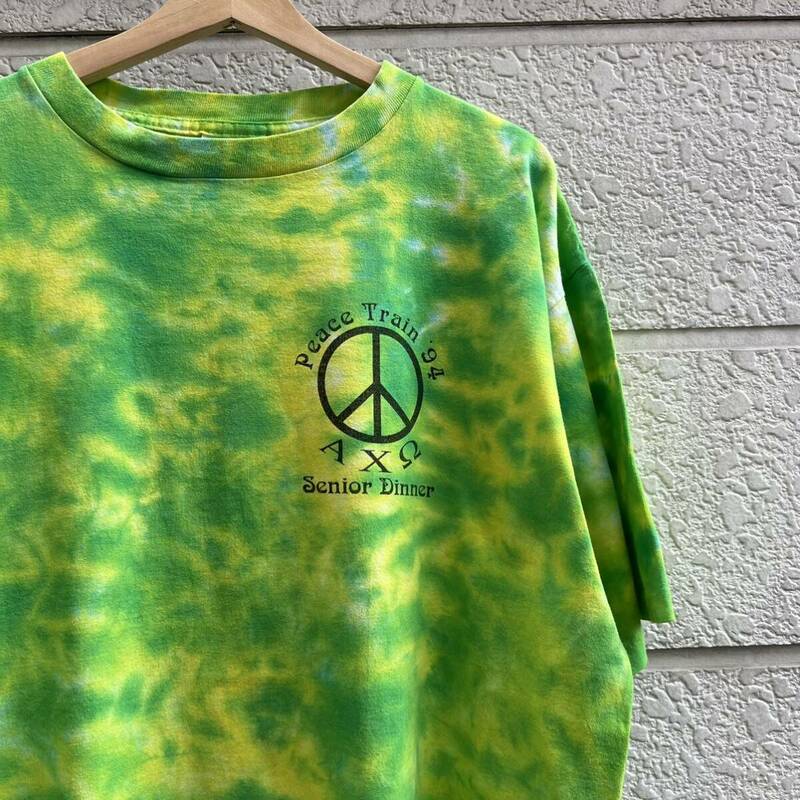 90s USA製 タイダイ プリントTシャツ 半袖Tシャツ ピース Peace EYE DYE アイダイ アメリカ製 古着 vintage ヴィンテージ XLサイズ