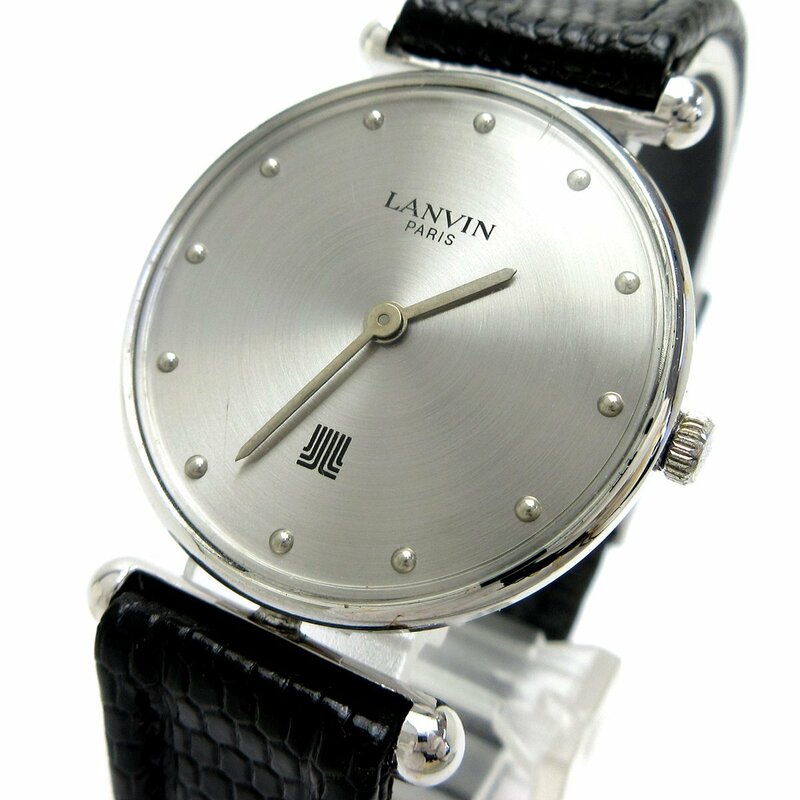 ランバン LANVIN シルバー メンズ 手巻き 革ベルト 時計 レディース 婦人 ユニセックス 稼動品