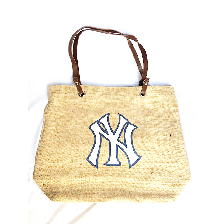 MLB ニューヨーク NY ヤンキース YANKEES バーラップ 黄麻布 トートバッグ バッグ 正規品 1693