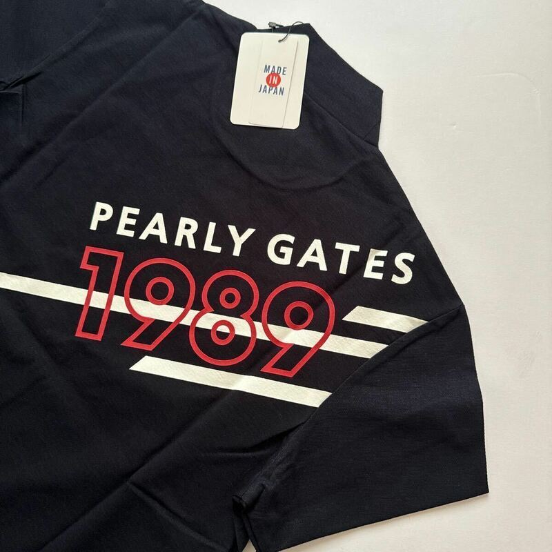 4/M即日発送/新品/日本製/パーリーゲイツ/PEARLY GATES/半袖/高機能/モックネックシャツ/ゴルフシャツ/カノコ/ベーシック/オシャレ/紺