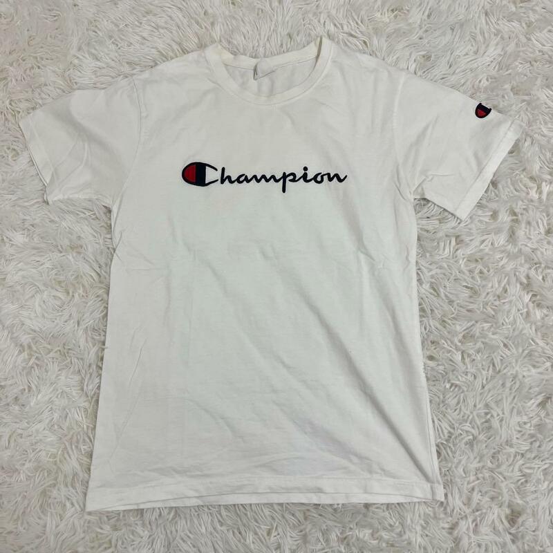 訳あり★championチャンピオン★スポーツウェア 半袖TシャツL白　ロゴ刺繍