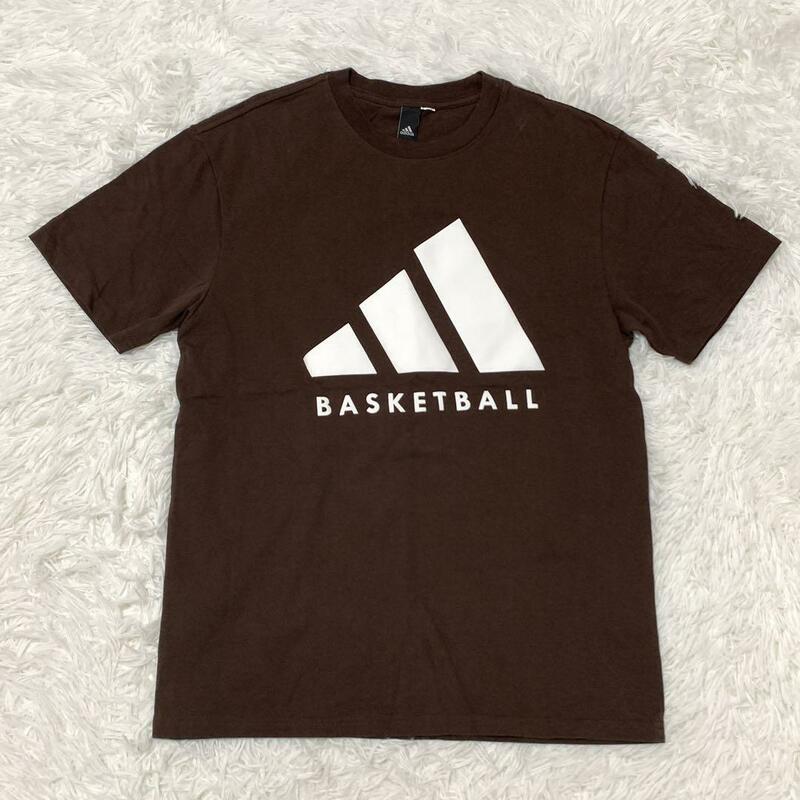 ▲adidas アディダス▲スポーツウェア 半袖Tシャツ ブラウンM バスケット