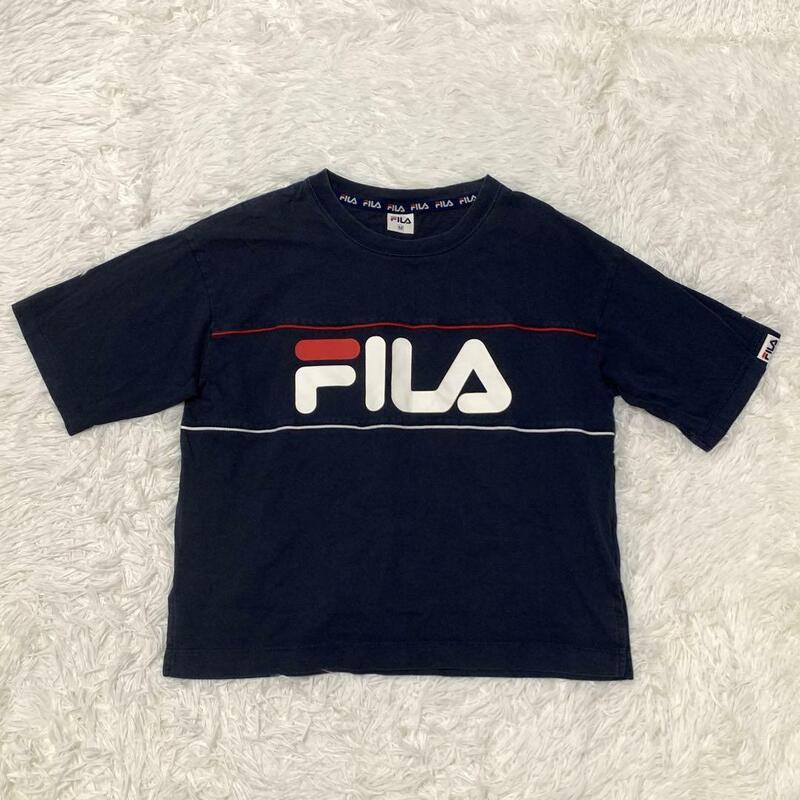 ▲FILA フィラ▲スポーツウェア 半袖Tシャツ ネイビーM ビッグロゴ