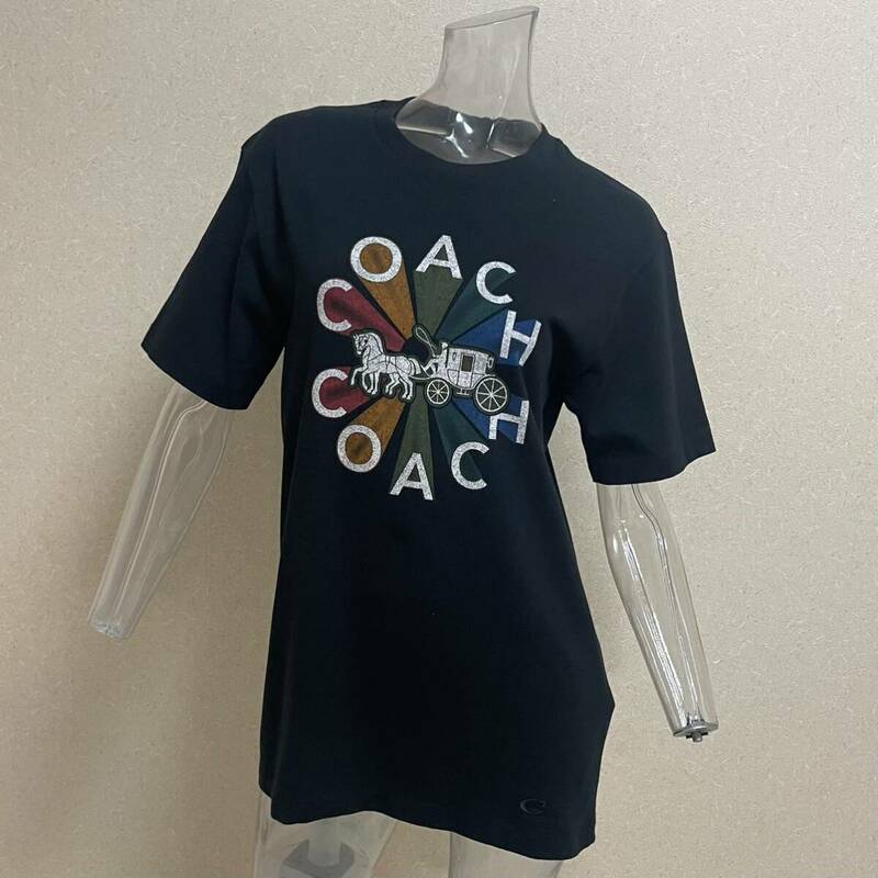 COACHグラフィックロゴTシャツコーチ半袖XSF75712黒ブラック