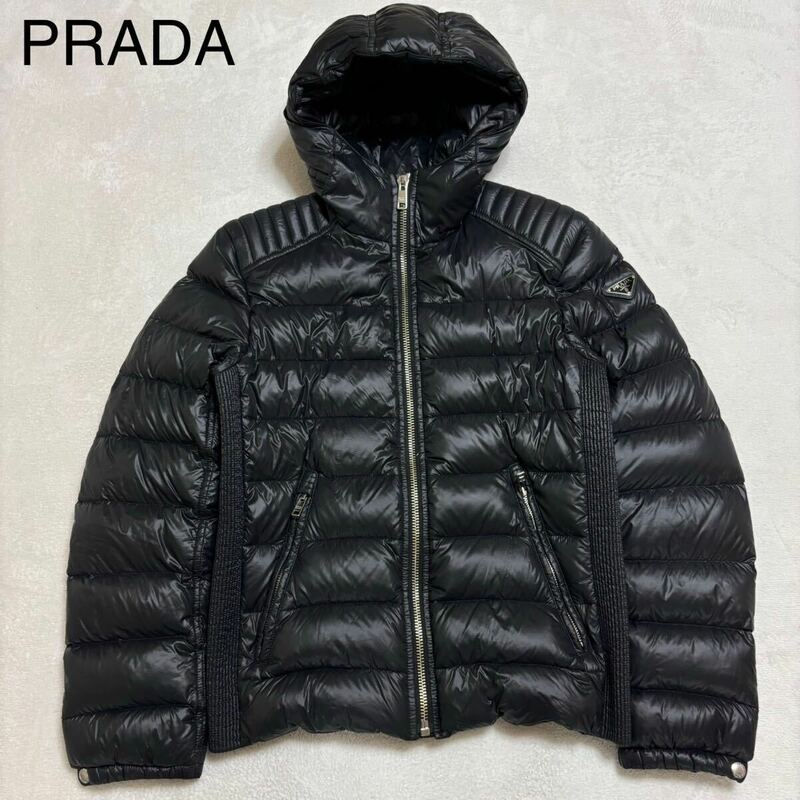 訳あり 22aw PRADA プラダ ダウンジャケット ライダー ブラック 黒