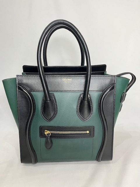 CELINE セリーヌ ラゲージ ブラック×グリーン レディース ハンドバッグ