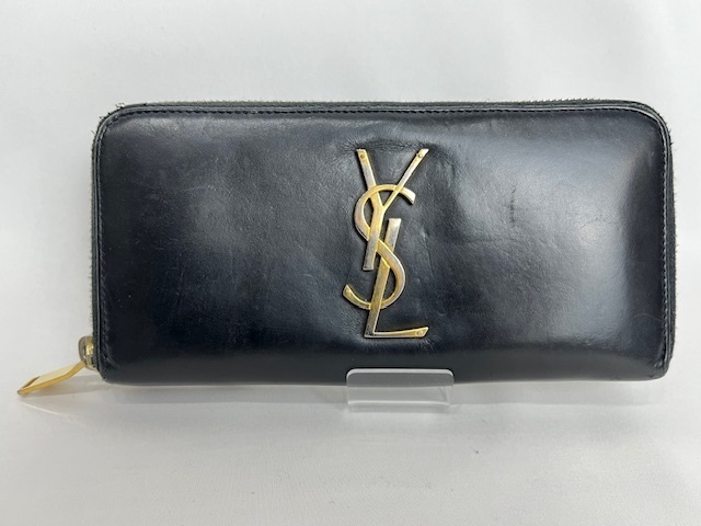 サンローラン SAINT LAURENT 長財布 ラウンドファスナー キャビアスキン BLK レディース 370776 YSLロゴ