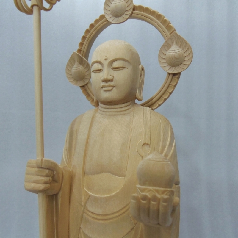 本州送料無料！仏像◆ヒバ材 地蔵菩薩立像8寸立◆お地蔵さん 高さ：約50cm