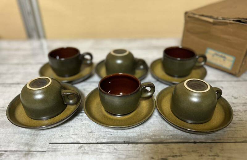 24A06-39N: Noritake ノリタケ FOLKSTONE フォークストーン カップ ソーサー 6客セット　レトロ　ヴィンテージ