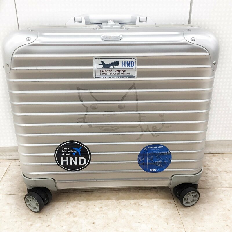 訳有品 RIMOWA/リモワ 4輪 スーツケース シルバーカラー 920.40