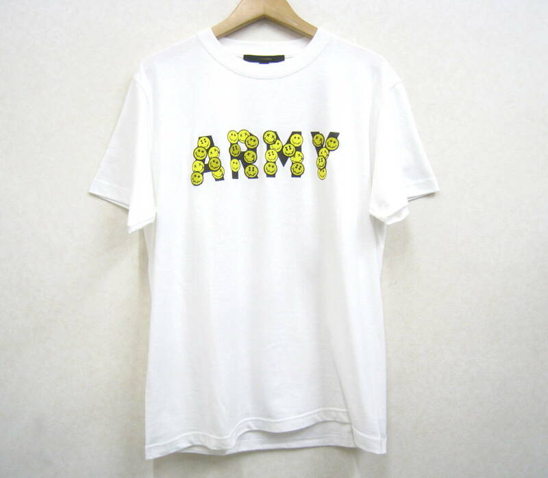 新品◆STUD MUFFIN スタッドマフィン コットン100％ ARMY スマイルワッペン 半袖 Tシャツ サイズ2 日本製