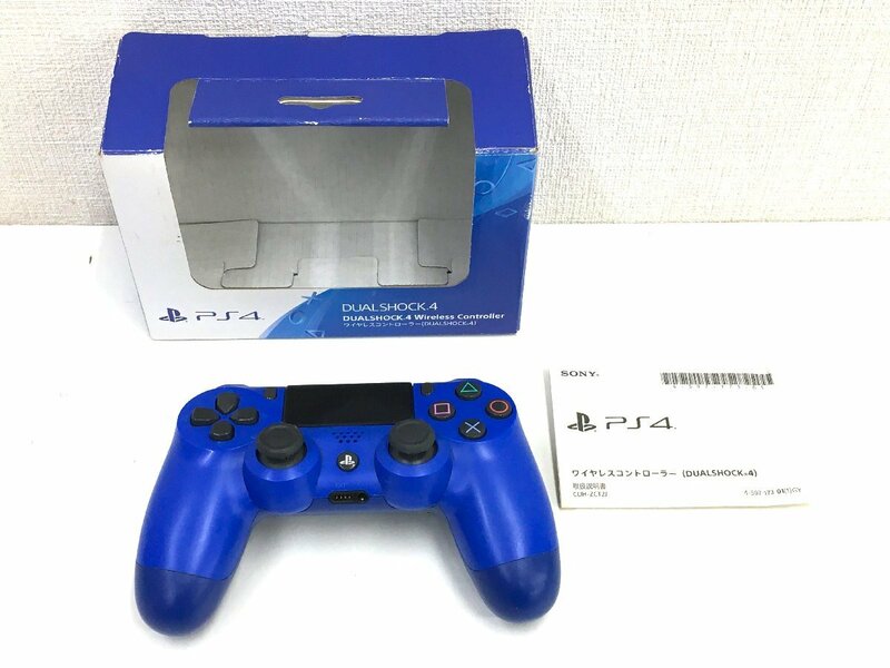 ▲二宮店▲【現状品】4-46 PlayStation4 ワイヤレスコントローラー DUALSHOCK4 ウェイブ・ブルー CUH-ZCT2 J12 PS4