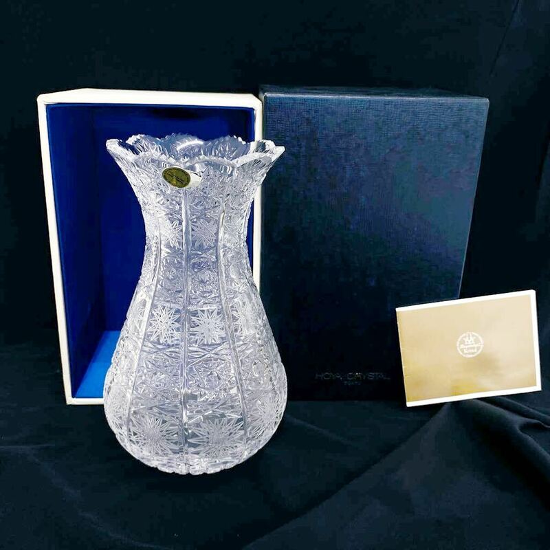 T3 HOYA ホヤ クリスタル 花瓶 カットガラス フラワーベース 花器 花入 ガラス 置物 インテリア雑貨 栞 元箱付き トルコ製 