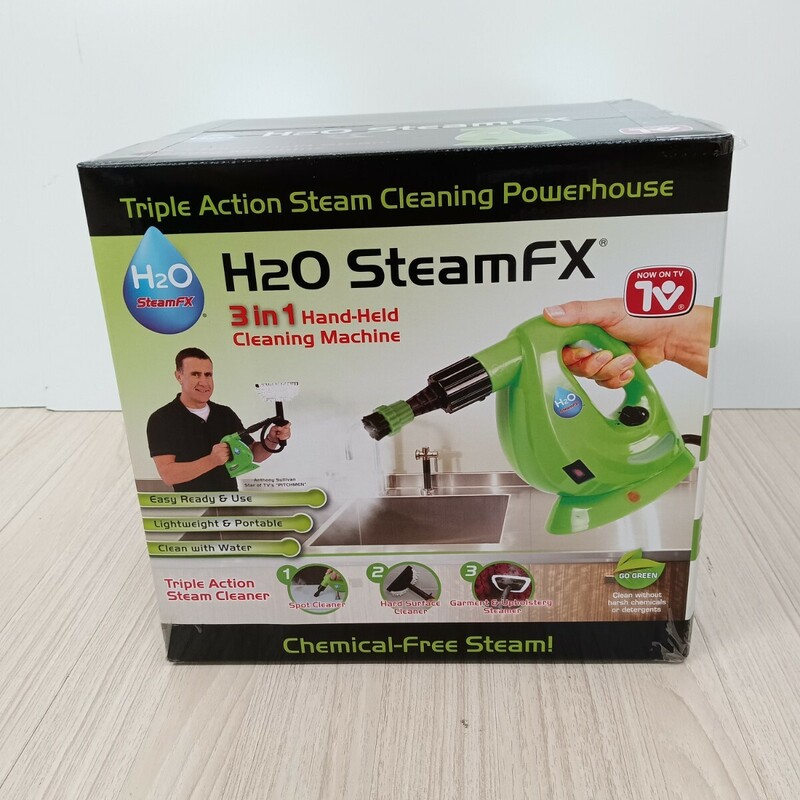 583 未開封 H2O SteamFX スチームFX ハンディスチームクリーナー スチームクリーナー グリーン 専用クリーニングセット付属 掃除用品 
