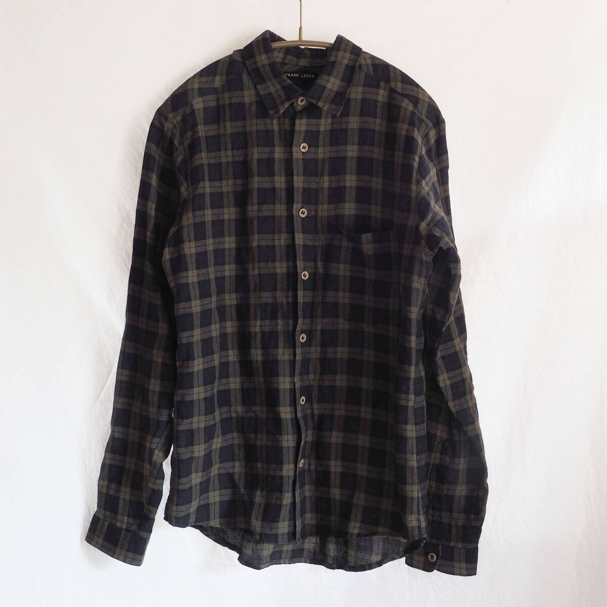 フランクリーダー 麻 リネン 長袖シャツ XS 美品 ヴィンテージファブリック frank leder拍卖