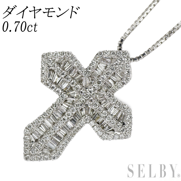 K18WG ダイヤモンド ペンダントネックレス 0.70ct クロス 出品3週目 SELBY