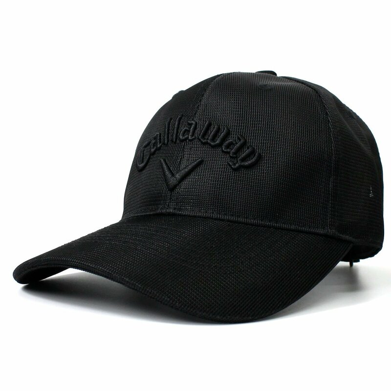 新品 キャロウェイ 撥水 メッシュ キャップ フリーサイズ Callaway ゴルフ GOLF 帽子 メンズ ロゴ刺繍 黒 ブラック ◆CN1934A