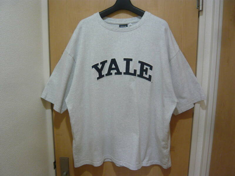 YALE University イエール大学 クルーネック アーチロゴ 半袖Tシャツ ライトグレー メンズXL 状態良 大きいサイズ