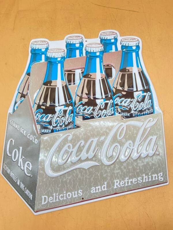 F39［中古品］コカコーラ　グッズ　アメリカン雑貨　看板　Coca Cola 6pack ディスプレイ　長さ34cmくらい