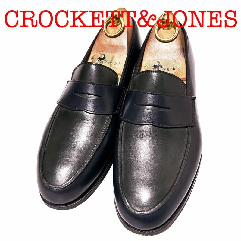 246.CROCKETT&JONES クロケットアンドジョーンズ STOCKTON2 ペニーローファー コインローファー レザーシューズ コンビ 6.5E