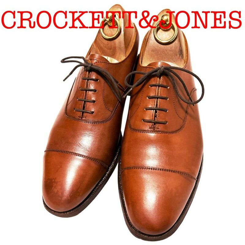 374.CROCKETT&JONES クロケットアンドジョーンズ CONNAUGHT ストレートチップ ビジネスシューズ 革靴 ブラウン 6E