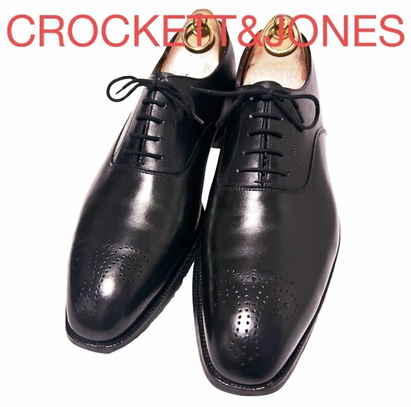 360.CROCKETT&JONES クロケットアンドジョーンズ CONWAY ハンドグレード ホールカット レザーシューズ ビジネスシューズ ブラック 8D