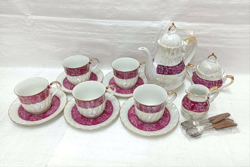 レトロ　CHERRY CHINA 金彩花ティーセット　フルセット　未使用品