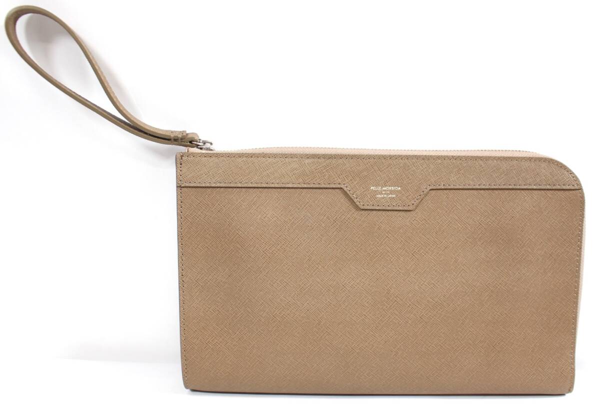 Y6290#◆中古美品◆PELLE MORBIDA ペッレ モルビダ レザ－ メンズ クラッチバッグ セカンドバッグ グレーベージュ系 
