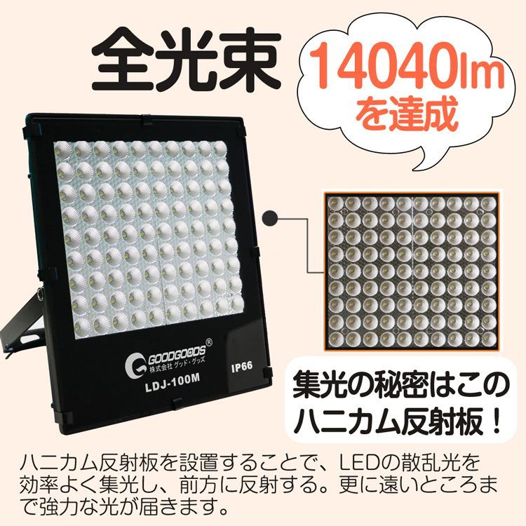 【一年保証】LED投光器 スポットライト 100w LED投光器 屋外 薄型 防水 看板用スポットライト店舗照明 送料無料 屋外照明 昼光色 LDJ-100M