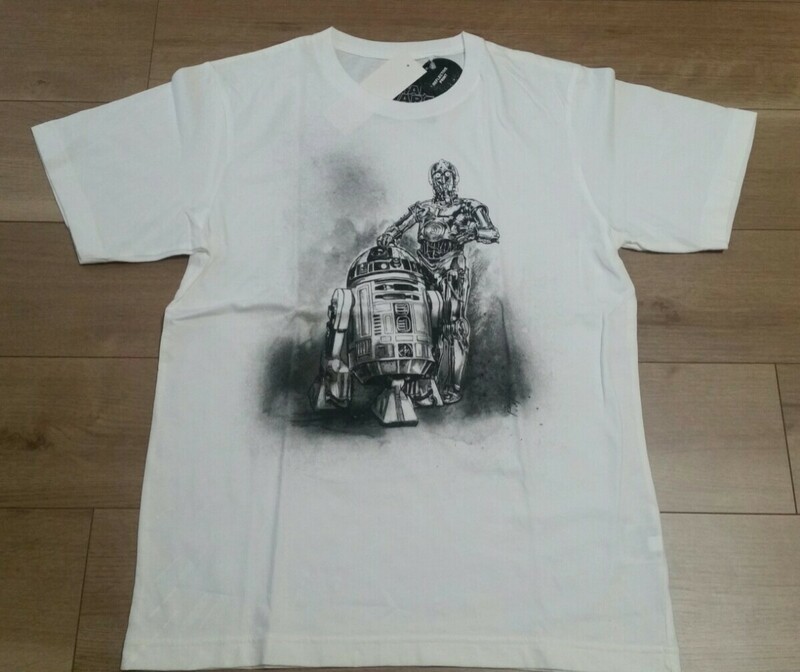 メンズ Mサイズ 新品 スターウォーズ STAR WARS R2-D2 C-3PO ユニクロ UT ホワイト 半袖 Tシャツ 綿100 uniqlo 反射加工 男女兼用 送料無料