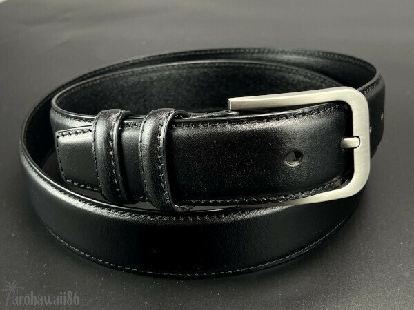 arohawaii86◆HB-711A.本革.ブラック High Grade leather*シングルステッチ 35mm レザーベルト☆1スタ☆１円スタート☆