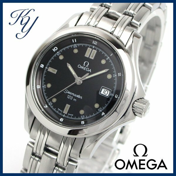 1円～ 3ヶ月保証付き 磨き済み 美品 本物 人気 OMEGA オメガ シーマスター120 ブラック レディース 時計