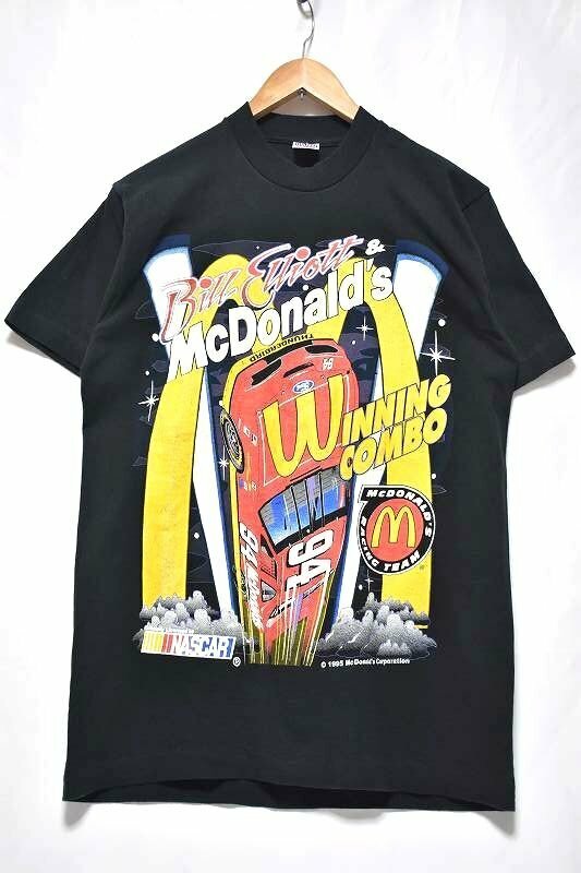 ＠美品 米国製 95s NASCAR ナスカー マクドナルドチームＴシャツtt237 US古着 90s 黒 ブラック