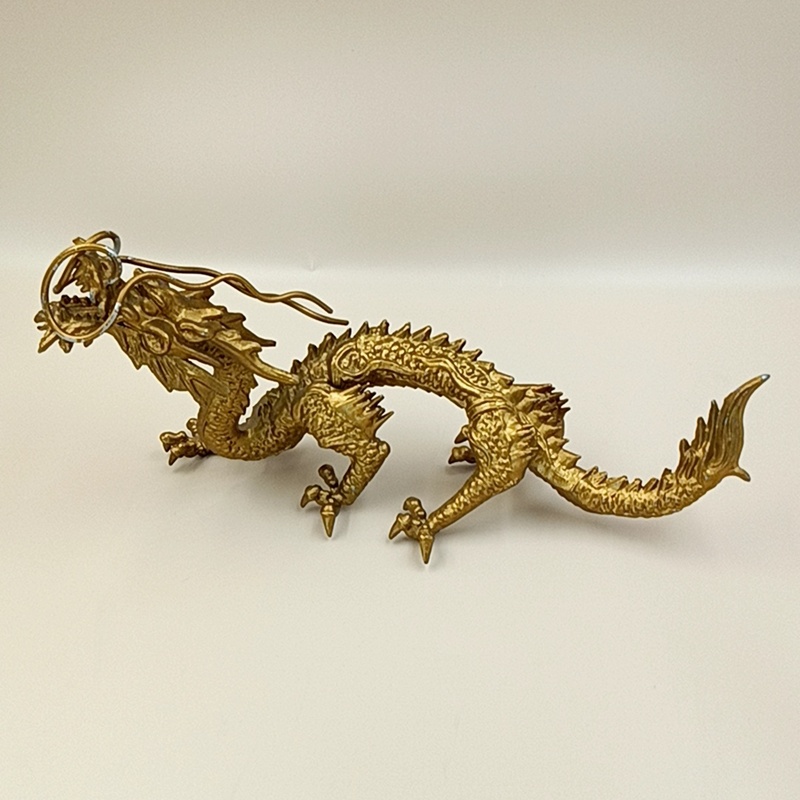 金属工芸 龍 置物 金龍 金色 長さ 約26cm 黄金の竜 Gold Color Dragon ゴールド ドラゴン インテリア 装飾 小物 竜 金竜 #1832