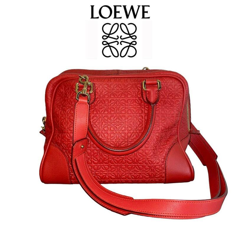 美品 LOEWE アマソナ75 リピートアナグラム 2way ハンドバッグ