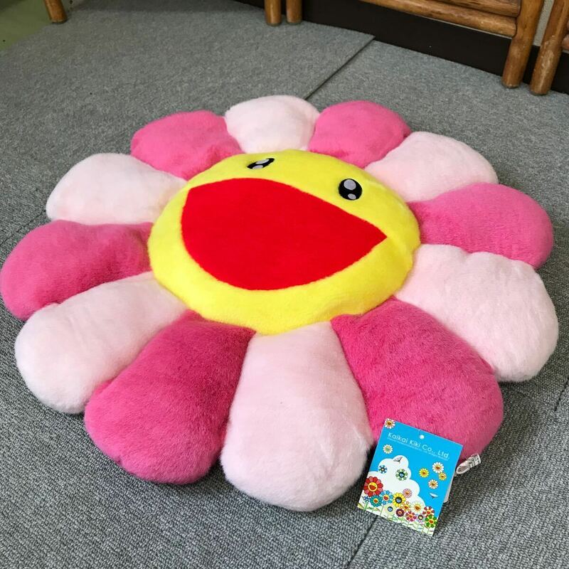 &【売り切り】そこそこ美品！kaikaikiki カイカイキキ Flower Cushion お花クッション ピンク 60cm タグ付き 村上隆 