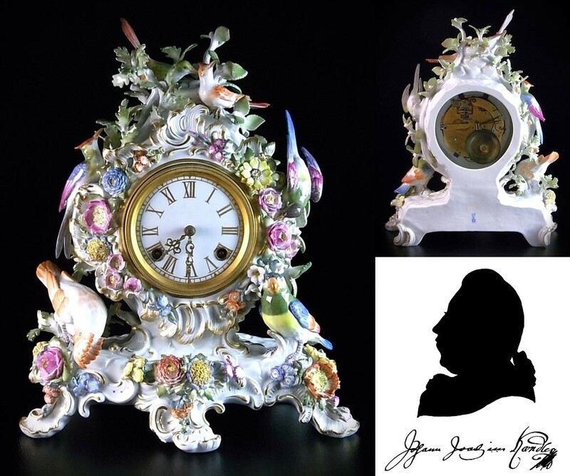 ２０世紀　マイセン製　巨匠ケンドラー原作　限定コレクション　鳥花尽くし置時計　16(日)終了