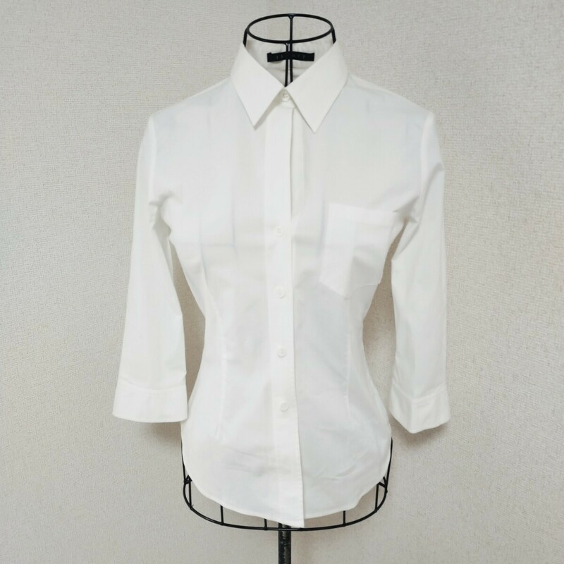 セオリー theory 美品 七分袖シャツ ブラウス トップス 胸ポケット付き 白色 ホワイト 2 Mサイズ相当 レディース