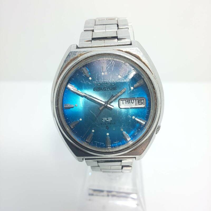 ◎セイコー◎SEIKO 5 ACTUS SS ファイブアクタス 6106-7700 23石自動巻 ５面カットガラス ブルー文字盤 スクリューバック 即発送