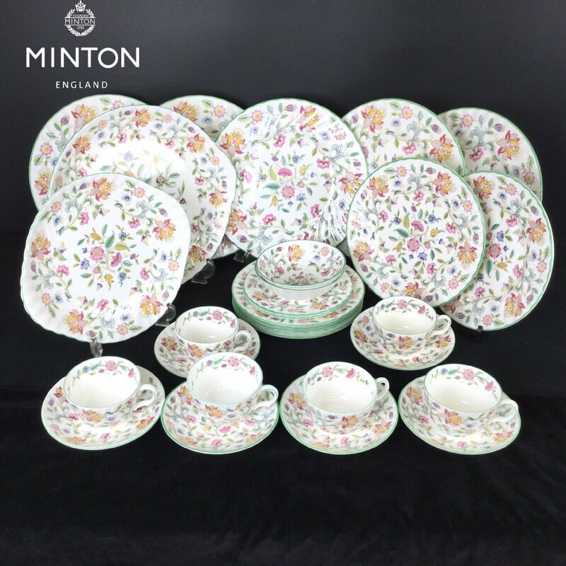 1206 Minton ミントン Haddon Hall ハドンホール カップ＆ソーサー プレート ボウル ケーキ皿 計24点 英国